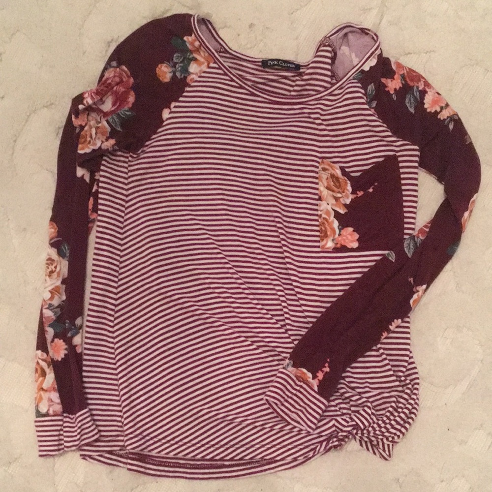 Pink clover striped long sleeve knit